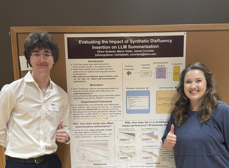 Oliver presenting his poster at Texas A&M Student Research Week